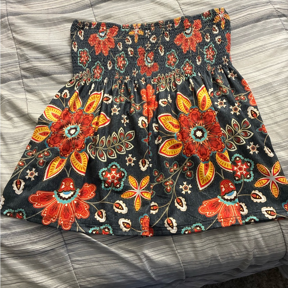 Floral Smocked strapless top